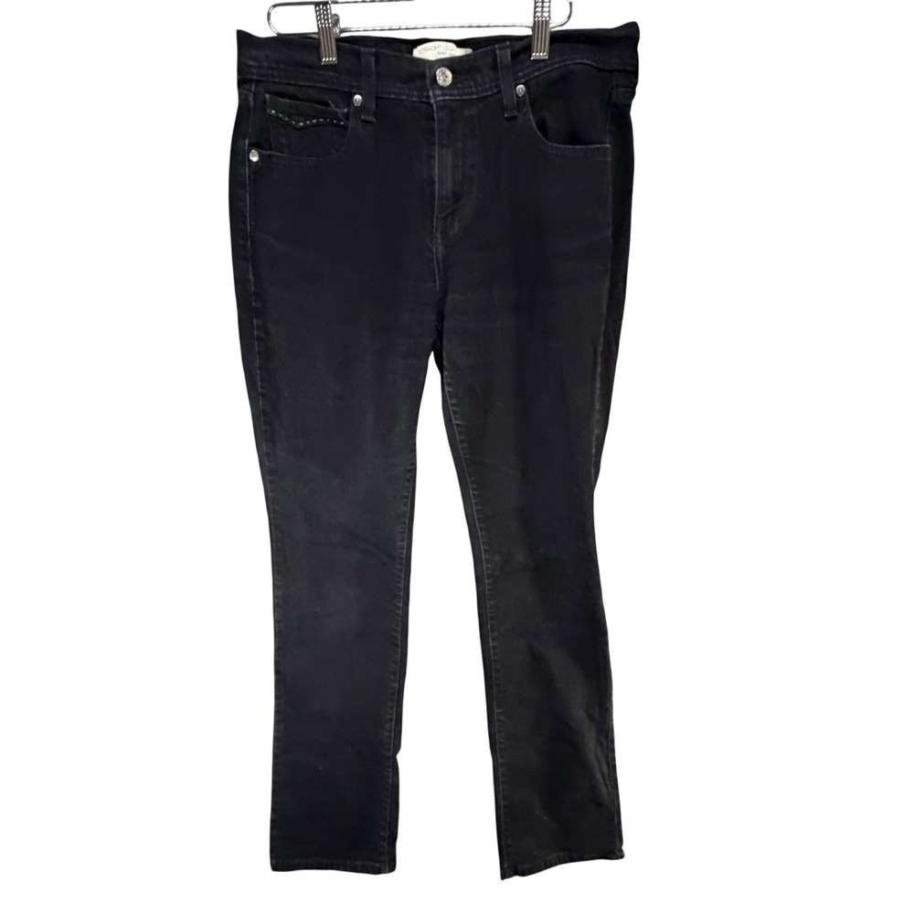 Levis 505 Straight Leg Jeans Womens 10 Long Black‎ Mid Stretch Classic Timeless